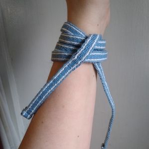 Hand Woven 43in. Blue and White Tablet Weaving